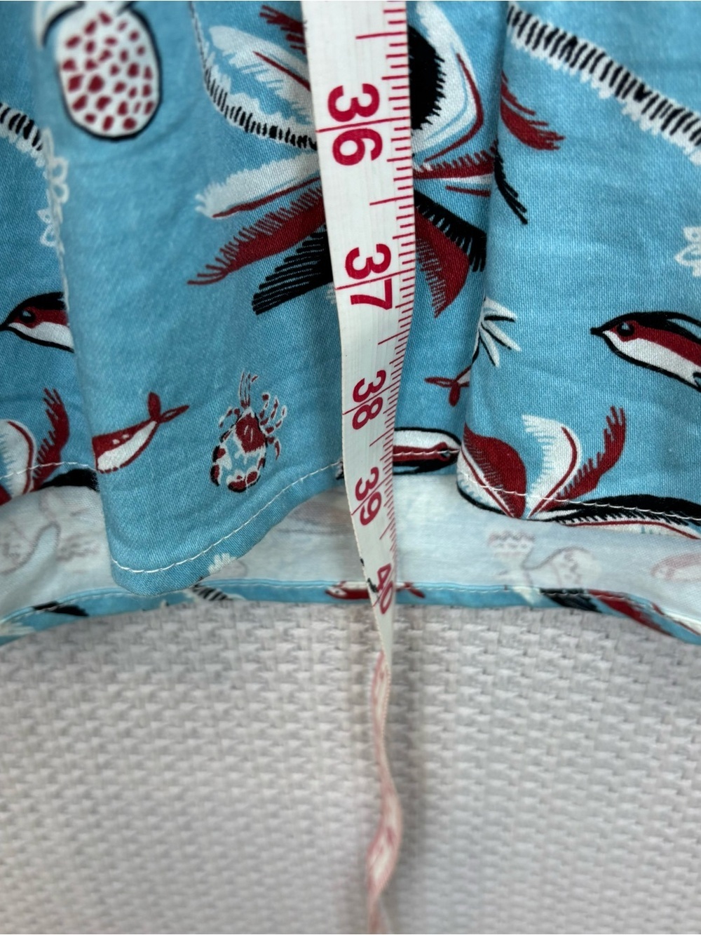 Vtg Bettie Page Hawaiian Fit & Flare Pin Up Blue Dress Sz 10 Retro Vacay Mini - Picture 12 of 13